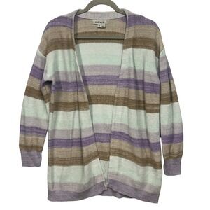 ORVIS Open Front Cardigan‎ Sweater S Linen Cotton Blend Lavender Taupe Mint